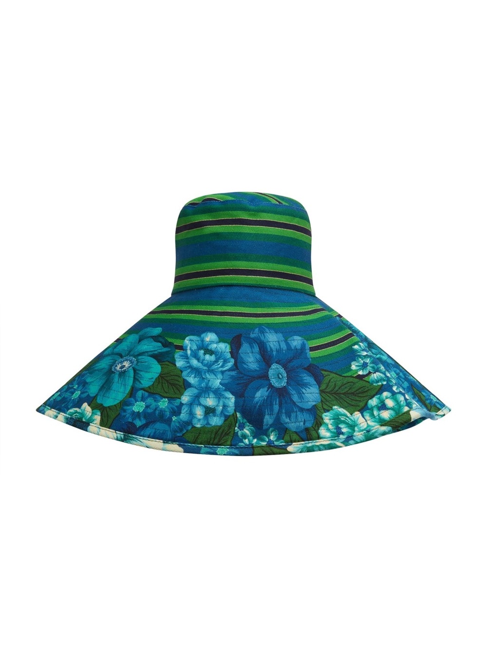 Alemais Margo Wide Brim Sunhat Blue & Green Floral Wide-Brim Sun